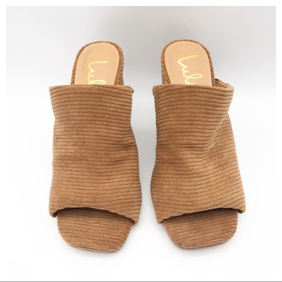 Lulus Raelynn Corduroy Peep-Toe Mules Size 6.5 - Picture 4 of 12